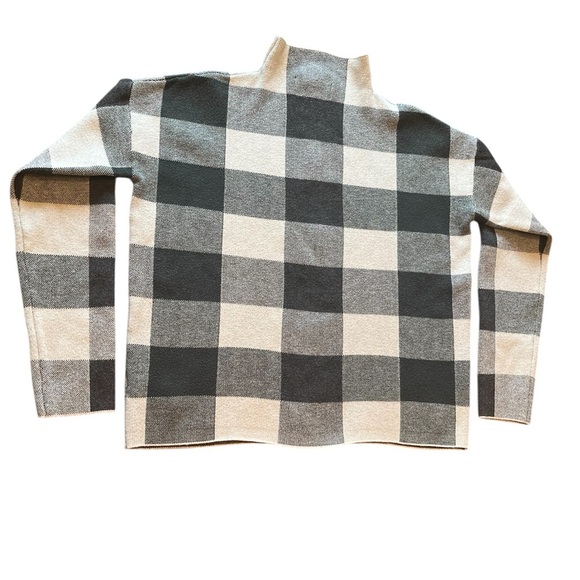 Tahari Mock Funnel Neck Checkered Green/Cream/Black Turtleneck Sweater Size S - Picture 13 of 15